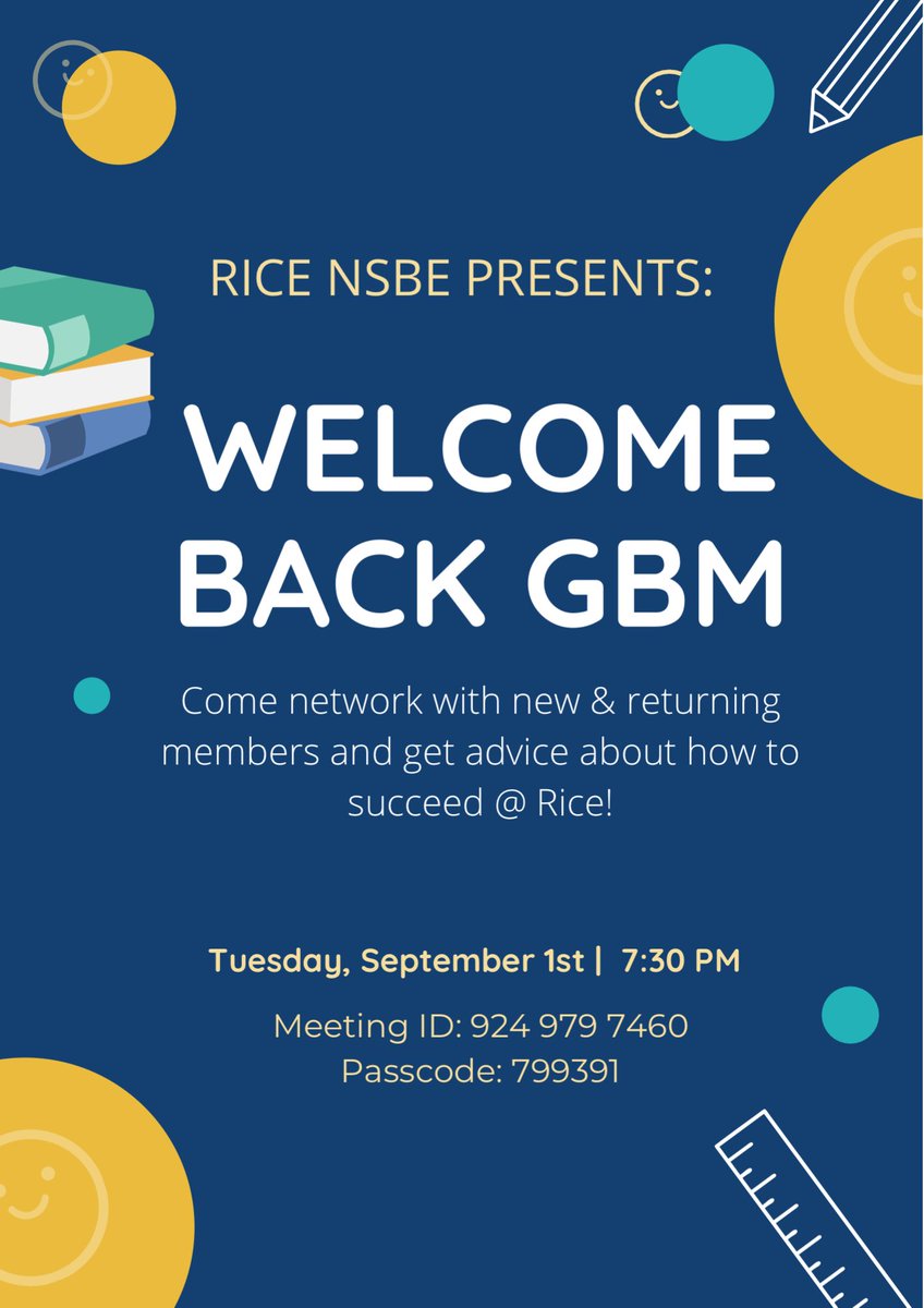 Please join us this Tuesday, September 1st, at 7:30 PM for the first GBM of the year. There will be icebreakers to invigorate the NSBE family and a college success workshop. We hope to see you there!