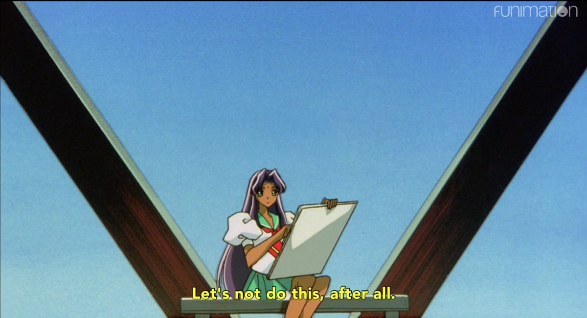 Utena: Why don't you tell me what's on your mind and maybe I can–Anthy: WHAT, YOU THINK I SHOULD TRUST YOU WITH ALL MY PRIVATE THOUGHTS AND FEELINGS?! ARE YOU WILLING TO CONFRONT THE MORTIFYING ORDEAL OF BEING KNOWN?!? OH LOOK AT WHO'S A HYPOCRITE NOW!!! FUCK YOU
