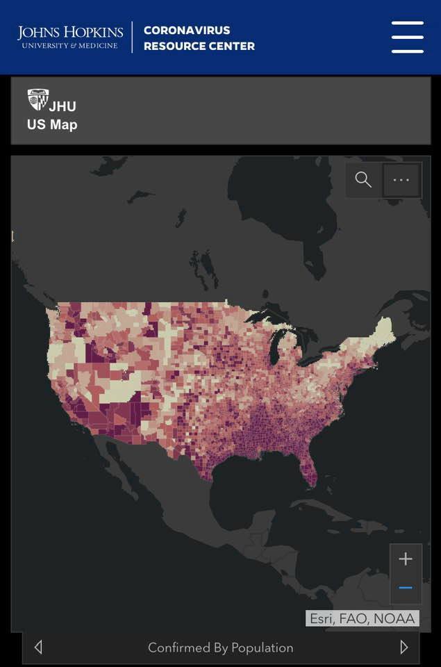 FatedFilms's tweet image. Johns Hopkins Coronavirus map - U.S. (by county) via Facebook ift.tt/32Gao6w