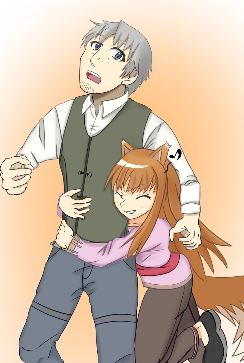 ホロとロレンス描きました お似合いカップルのやり取りってめちゃくちゃ尊いよね すきま風特攻隊 アズレン竹敷のイラスト