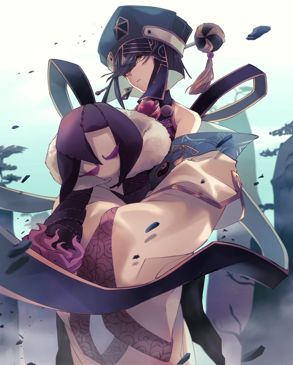 yu mei-ren (fate) 1girl holding doll doll character doll black hair chinese clothes breasts  illustration images