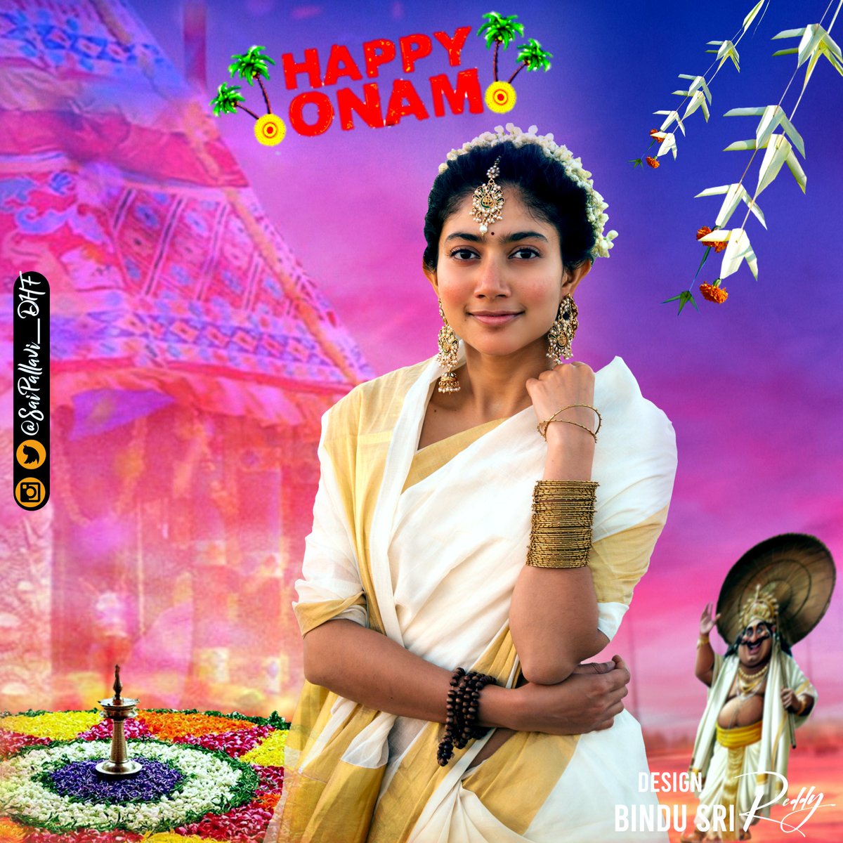 May, the bright colours and soothing fragrance of the Pookolam🌸 and lights of the Vilakku ✨ fill your life with happiness and joy😇
 Here's wishing you and your family, a very #HappyOnam 🌸😍

@Sai_Pallavi92

#Saipallavi #Onam2020