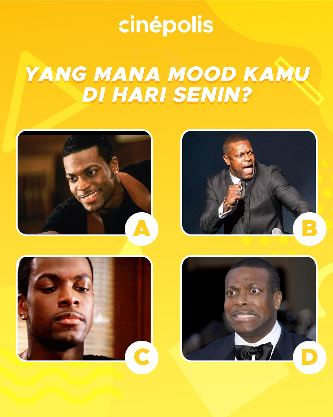 Happy birthday, Btw, yang mana nih ekspresi Chris Tucker yang cocok dengan mood kamu hari ini? 