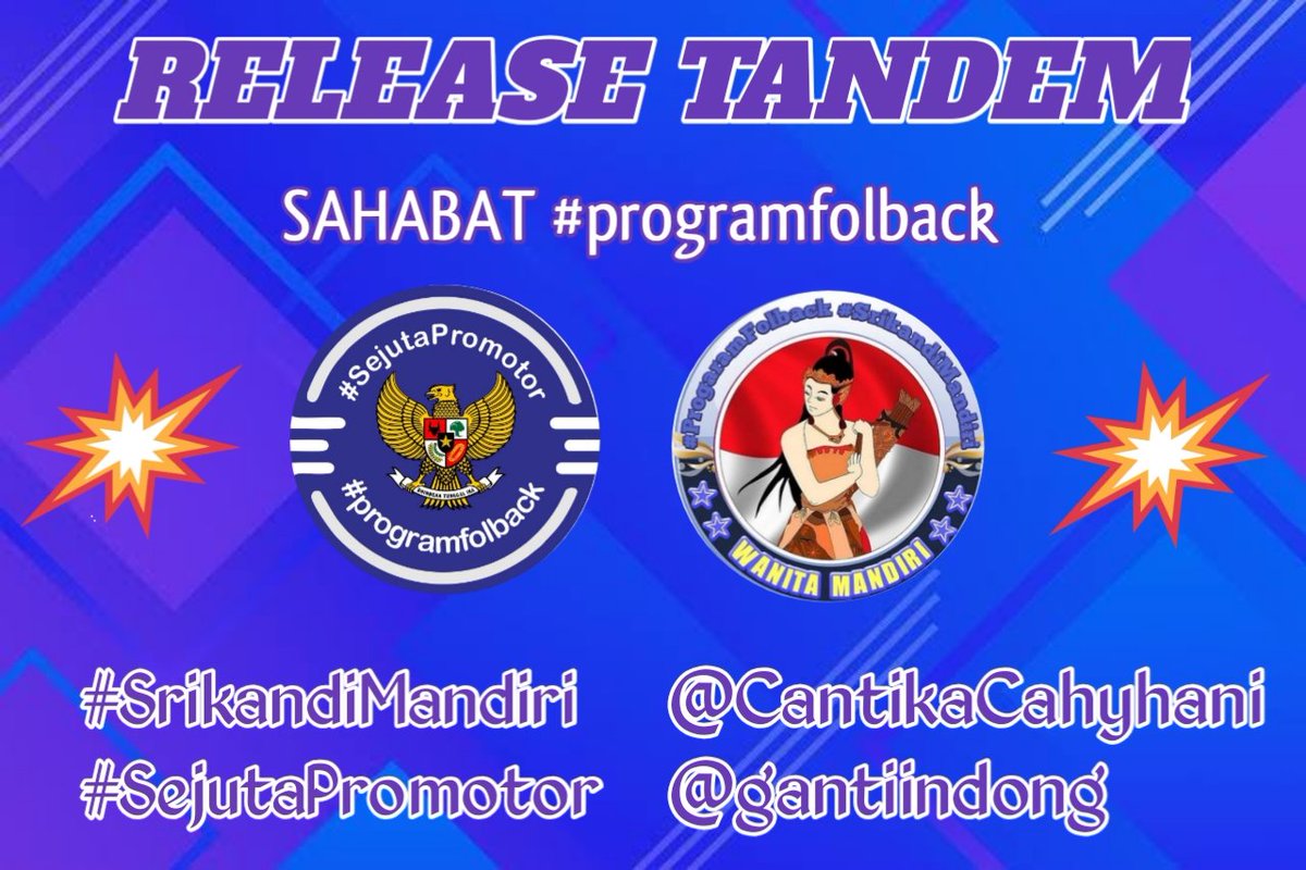 #programfolback 
#SejutaPromotor 
#SrikandiMandiri 

List - 15 

@gantiindong 
<a href="/CantikaCahyhani/">Bunda Cantika</a> 

<a href="/Mysoul03559460/">Mysoul</a>
<a href="/DajjalTamvan/">dajjal tamvan</a>
<a href="/Polsekbojongs11/">-</a>
@CadProSoerya
<a href="/Lamber_Adonara/">lamber</a>
<a href="/SherinBilqisti/">Sherin Bilqisti 2</a>
<a href="/sidien9973/">Bhugiyah Almustarsidin</a>

@kimuliautama39
<a href="/oncee_one/">Wa'</a>
<a href="/yatinadani/">yatinadani</a>
<a href="/VCorola/">Manusia Merana</a>
<a href="/sya_her/">HerSya</a>
@Gita_Gina24

RT