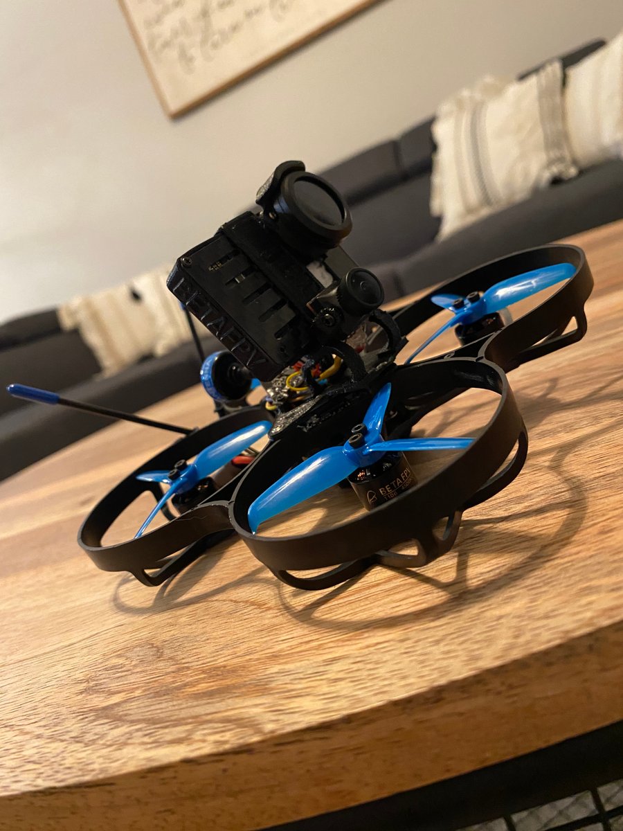JetMediaProduc1's tweet photo. Finished! Custom GoPro attached to a tiny FPV drone. This can provide smooth 4k shots anywhere we need to go. With prop guards, it is safe to fly around people as well. Frame and GoPro case by BetaFPV. 

#jetmediaproductions #fpv #gopro #orlando  #dronelife https://t.co/ujtQph6Ps3