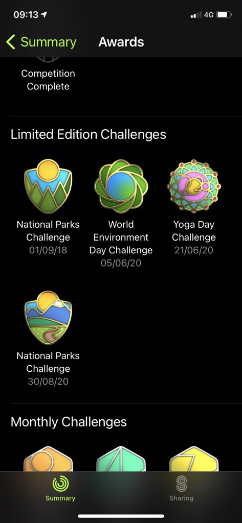 Julianjpg's tweet photo. Added another Limited Edition Badge to my collection on Fitness app in #iOS14 Thanks #AppleWatch for motivating me in this and keeping me healthy. #CloseYourRings #challenge #Apple #watchOS7 #AppleForLife #NationalParksChallenge2020 https://t.co/M5jXWZYRyd