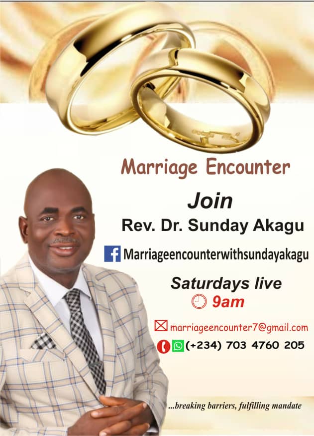MEWSA7's tweet photo. Hello Twitter, Welcome to MarriageencounterwithSundayAkagu.

An avenue created for the fulfilment of  God's plan for your life , relationship and marriage. 
 To this end, be my guest Every Saturday 9am(WAT)
God Bless You.
#MarriageencounterwithSundayakagu
#MEWSA
#RevSundayAkagu https://t.co/ljPIRCv6Xs