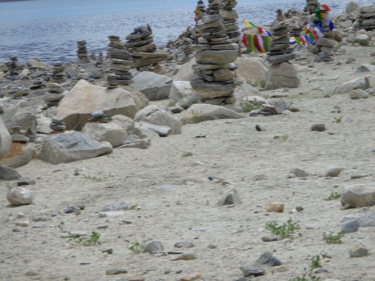 These are chortens -- "heaps of stones" -- in the Chushul Valley.