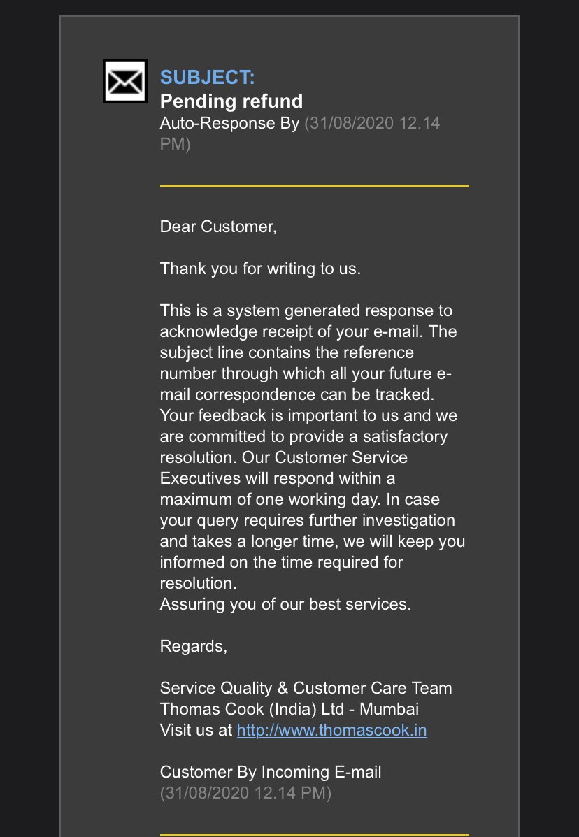 Hanandchahl's tweet photo. @tcookin two complaints in 15 days no one heard until I posted on social media. I think you guys don’t care. Let’s meet in court only. #carefreethomascook https://t.co/lvMgzdxTdc