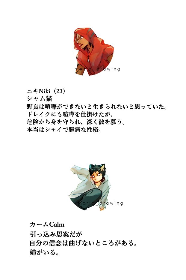 増え過ぎた猫人たち。
なんか描いてたら増えちゃったんですよねー????????
直近のニキはここからちゃんとキャラ設定しました。?? 