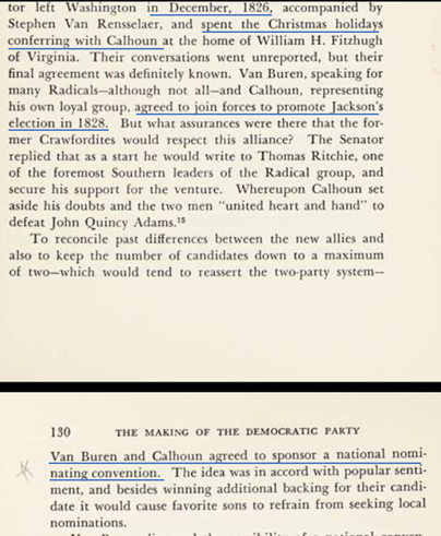 17. Pada liburan Natal 1826, Van Buren menemui tokoh South lain, John. C Calhoun (telah diperkenalkan di tweet sebelumnya)Kemampuan negosiasi Van Buren terbukti. Calhoun setuju untuk bersama2 mengusung tokoh yg dijagokan Van Buren, yaitu Andrew Jackson, menjadi Presiden