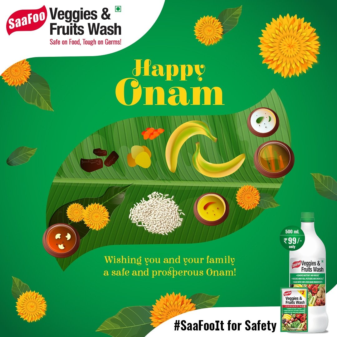 SaafooIndia's tweet photo. This Onam, celebrate the healthy way! Wishing you all a very happy & prosperous Onam!
#ShopNow: https://t.co/a9HnnJOKtL
#Onam2020 #SaaFooit #EatHealthy #HealthyCooking #Cooking #SafeCooking #WashVegetables #VeggiesWash #SafeVegetables #HealthyLiving #SafeFruits #HappyOnam https://t.co/QVOdfdBLYt
