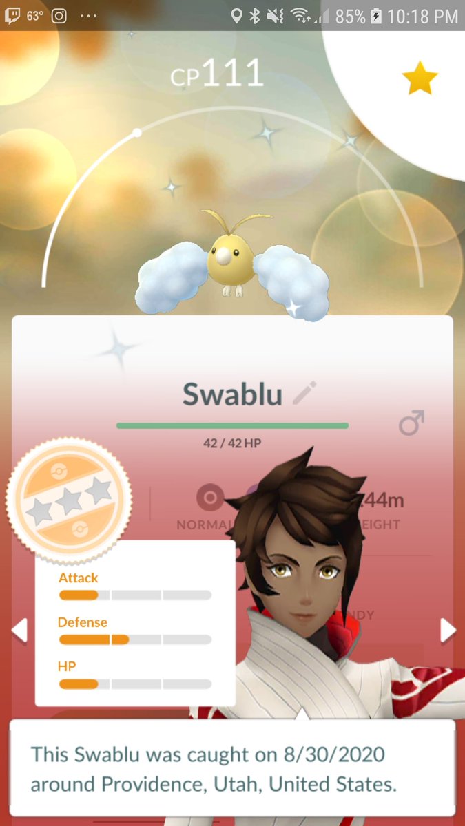 OFPhoenixGaming's tweet photo. Caght me a shiny today! 😍🤩🤗
#pokemonanime #pokemongobuddy #shinypokemon #shinypokemongo #swablu #teamvalor🔥 #gochallenge #gottacatchemall #pokemongohunt #liveforpokemon
https://t.co/We2V9d07Yh https://t.co/kSADY2eia8
