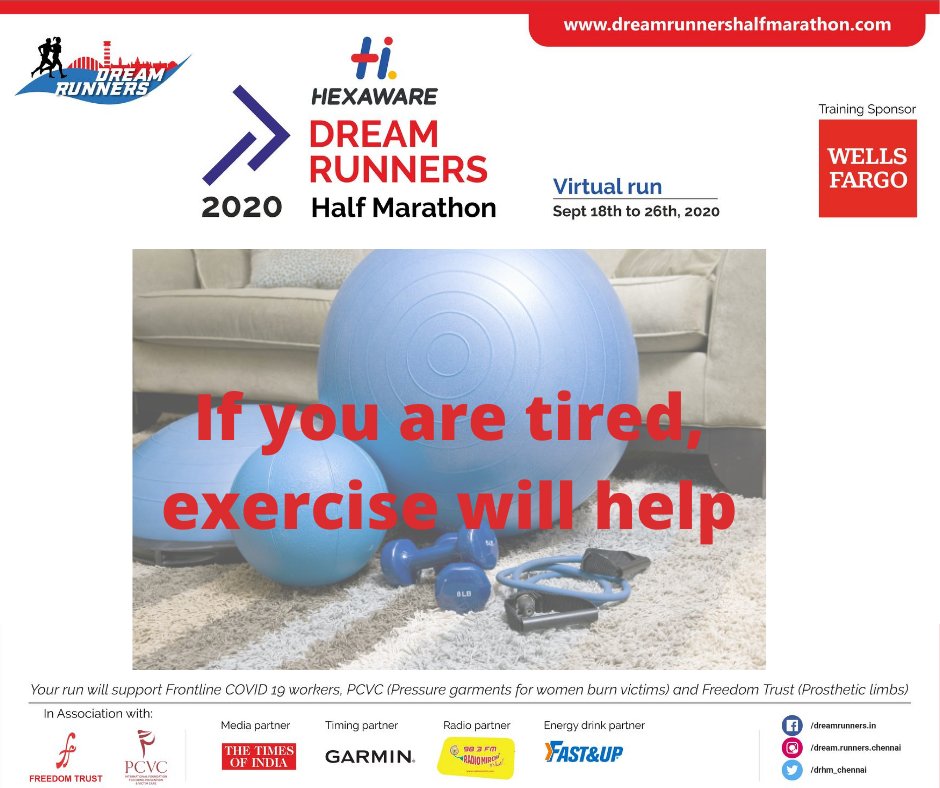 DRHM_Chennai's tweet photo. If you are physically tired, the best thing to do is exercise as it will give you more energy than sitting. Studies have found that the blood and oxygen flow through the body will increase endorphin levels and improve your mood.
#MondayMotivation #exercise #HexawareDRHM https://t.co/zugXX7kItK