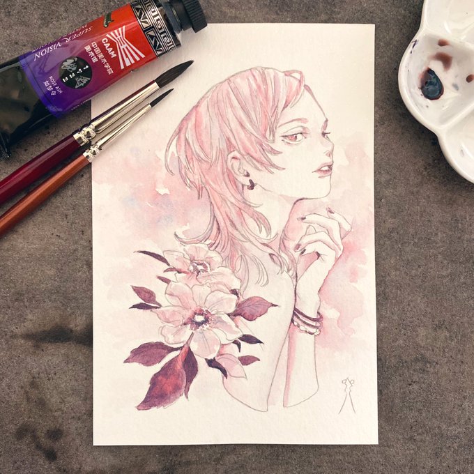 絵の具1色でここまで表現できるの凄い…
super visionという中国メーカーの分離水彩です。キラキラの水彩紙を使いました、これも素敵。 