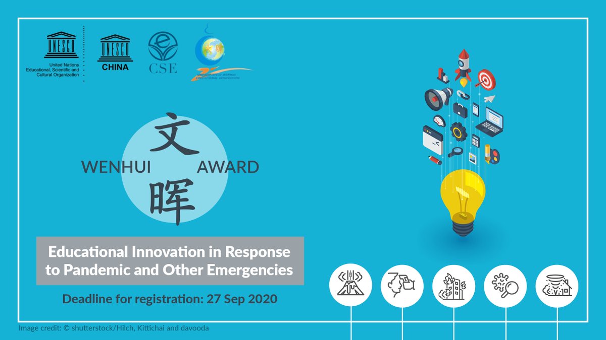 💡 Do you have any educational innovative practices in response to pandemic or other emergencies? 

💻 Apply for this year's Wenhui Award now! Register online by 27 Sep &amp; complete your application package by Oct! 

ℹ️ Details &amp; registration: bit.ly/Wenhui2020