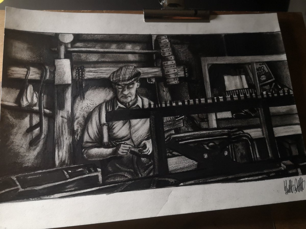 stuartduffcreat's tweet photo. 'Shennie Bowglass'

This is my wife's  great grandfather Shennie Bowglass, from a wee village called Bowglass on the  Isle of Harris, busy at the loom 

 #mySTAEDTLER  #worldofpencils #art_sharing #art_help #fandomartsharing  #stuartduffcreations  #art_helps #artist_4_shoutout https://t.co/6btzY2hQfD