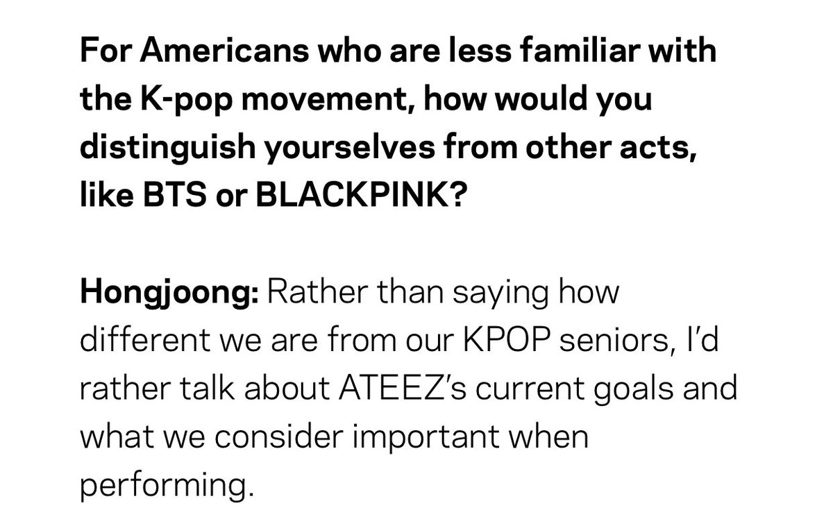 ATEEZ on their own journey to success, and at the same time paying respect to their seniors while staying away from unnecessary comparisons.  https://www.grammy.com/grammys/news/exclusive-ateez-are-here-win- @ATEEZofficial  #ATEEZ    #에이티즈  