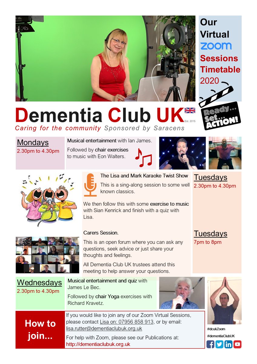 We now have 4 virtual Zoom sessions per week, details of which can be found in our timetable below.

If you know anyone who would be interested to join, please like and share the timetable with them so they can register their interest.