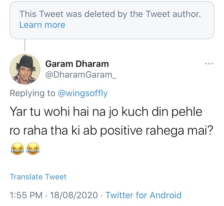 His reply to wings is next level.As well as Deepak n cutest star .  @DharamGaram_