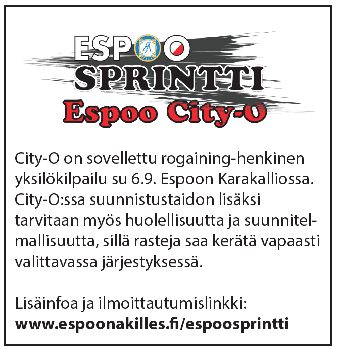 EspoonAkilles's tweet photo. Sunnuntaille järkevää tekemistä? Kiva, aivonystyröitä ja kuntoa testaava ja kohottava kuntosuunnistustapahtuma Espoon Karakalliossa sunnuntaina 6.9. klo 11 alkaen. Etukäteisilmoittautumiset 3.9. mennessä: https://t.co/42jARVuu7p
@EspooLiikkuu #espooliikkuu #suunnistus #rogain https://t.co/0vJ42mqjBj