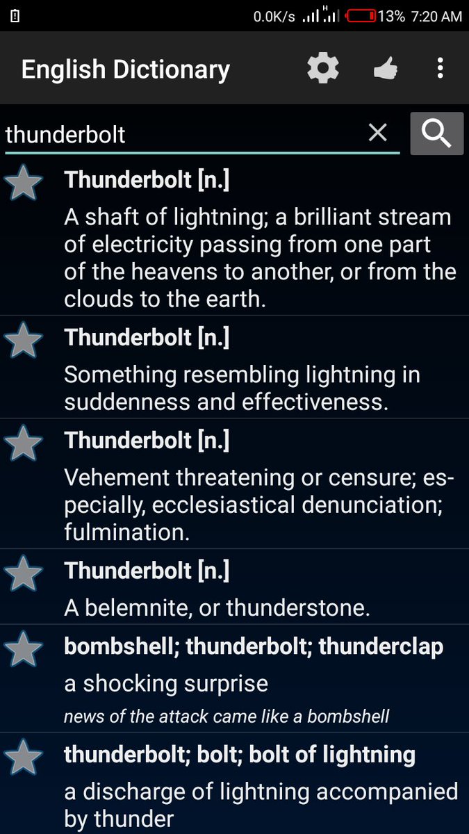 You can't name what you've not experienced or heard. Now see what the dictionary considers as "Thunderbolt"