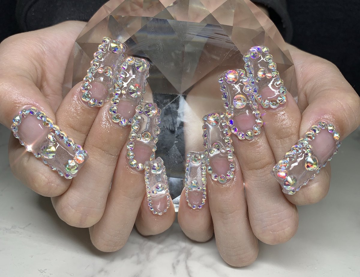 村田 奈津季 בטוויטר ゆいちゃんネイル スカルプ スクエアネイル クリアネイル キラキラネイル 毎月ありがとう 自宅ネイル Nail
