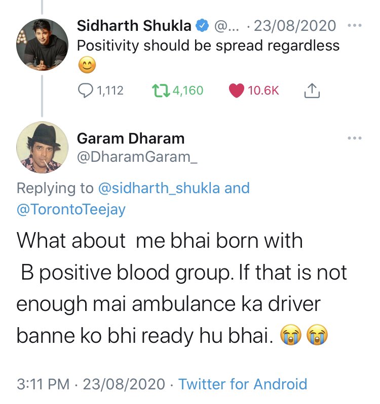 Always there in comment section of Sid and Sana.But his  @DharamGaram_ prediction on who is gonna follow  @OfficialSidNaaz is hilarious