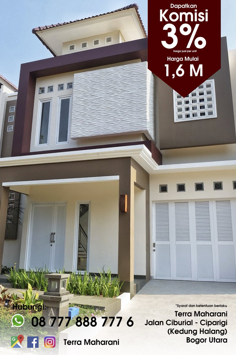 Dapatkan komisi 3% harga jual per unit, harga mulai 1,6 M
Terra Maharani
The Serenity of Luxurious Living
+62-87778887776
#rumah #rumahdijual #rumahminimalis #bogor #townhouse #rumah123 #visitbogor #kotabogor #terramaharani #interiordesign #rumahcom #rumahbogor #jualrumah https://t.co/FA6M7uv7VM