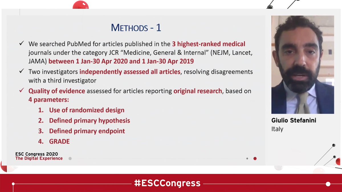  #ESCCongress Covid & Heart Thread /5And did quality of academic publishing change during covid? Sadly yes...A detailed analysis of Jan-Apr 2019 from  @NEJM  @TheLancet  @JAMA_current looked into this. Quality in 2020 not as good and driven by covid papers  #cardioed  @Drroxmehran