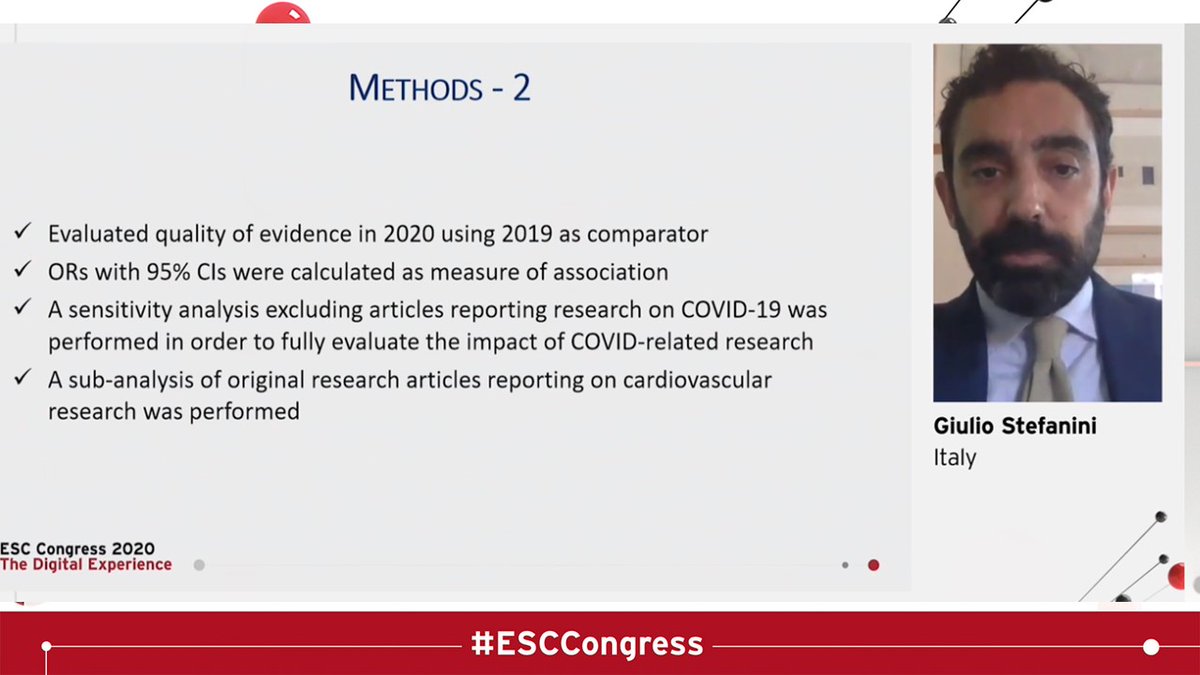  #ESCCongress Covid & Heart Thread /5And did quality of academic publishing change during covid? Sadly yes...A detailed analysis of Jan-Apr 2019 from  @NEJM  @TheLancet  @JAMA_current looked into this. Quality in 2020 not as good and driven by covid papers  #cardioed  @Drroxmehran