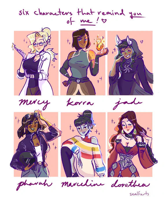 finished this meme!! characters that remind you of me!! ? 