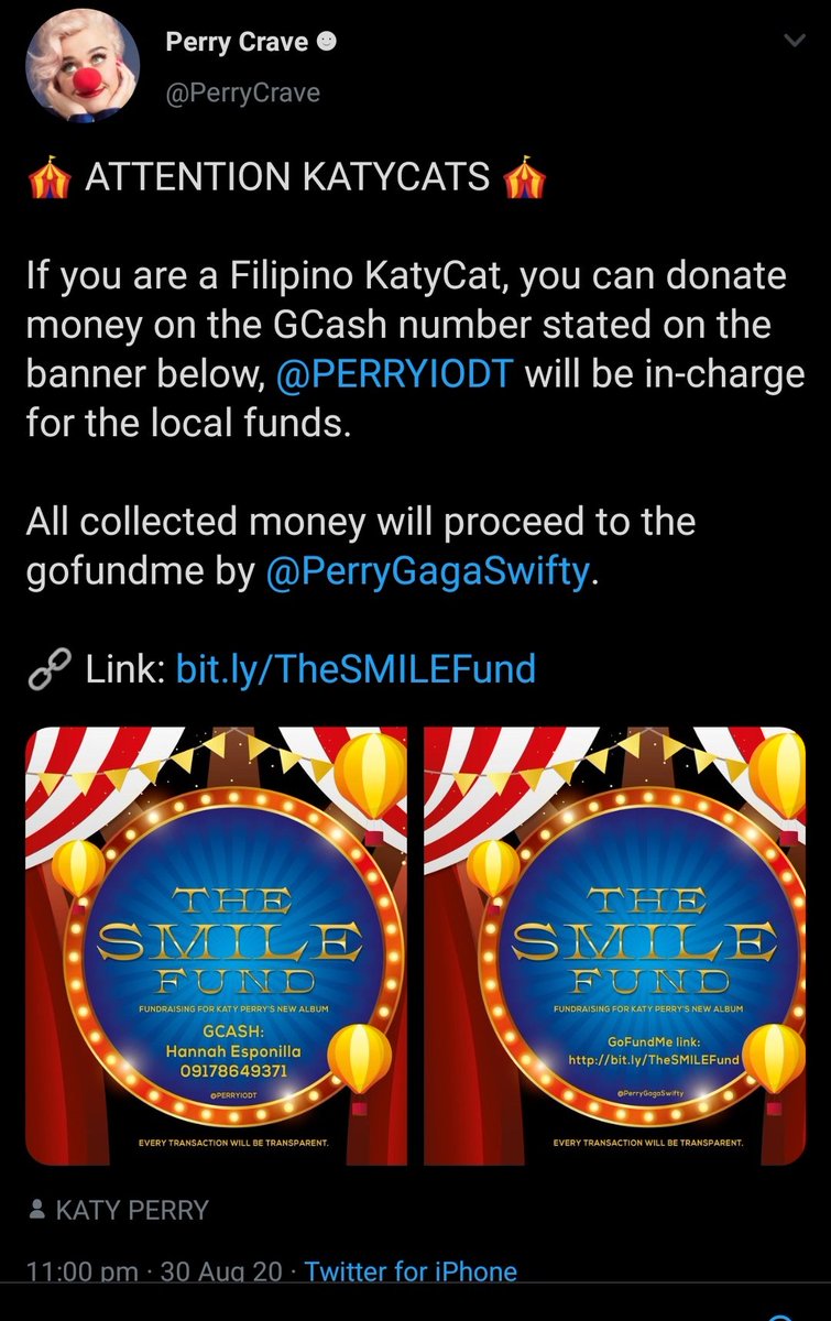 4. Lastly, KatyCats doing  #Smile   Funding In support for Katy's KP5  #Smile   album Organized by  @PerryGagaSwifty via GofundMe for International KatyCats (previously organized also for Daisies). And the Filo KatyCats teaming up for our local fund handling by  @PERRYIODT +++