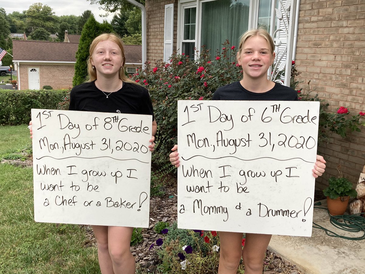 SherrySpithaler's tweet photo. Happy 1st day of school!  Alex is in 8th grade and Emmy is in 6th grade.  And they are off to school...or into the house 🤷‍♀️.  #wcpsfirstday https://t.co/rmORrhOdZP