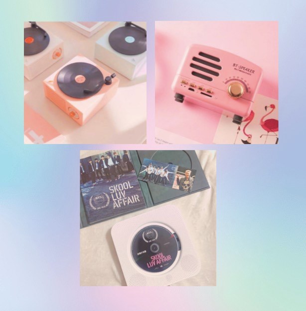 helping a friend | help retweetig: @/bangtan.chinguu5in1 CD Player- 1,800phpRetro Style Radio BT Speaker- 550phpVinyl Bluetooth Speaker- 1,200phpDM to order/inquirewts lfb bts ph 