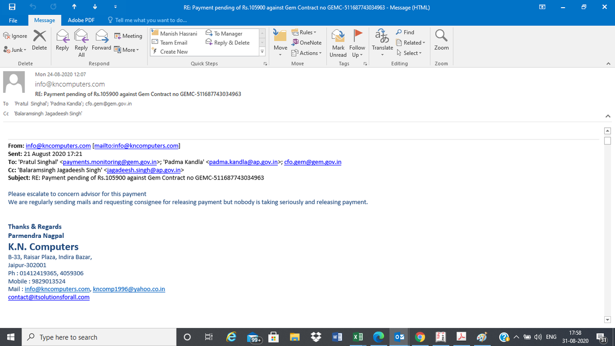 kncomp123's tweet photo. @AndhraPradeshCM @PMOIndia @GeM_India We have supplied printers in December knowingly not created CRAC in January CRAC generated in June and still payment is pending. Regular sending reminders but still not get same. Kindly help https://t.co/39p7RpPjUx