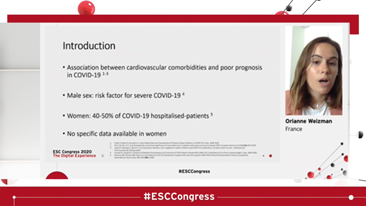  #Covid19 and the Heart! A great session at  #ESCCongress. Lots of information, lots of speakers- and this is not-so-short thread of my "take home" messages1- Women have less critical events and death. 2- Women have less cardiac comorbidities compared to men with covid  #epeeps