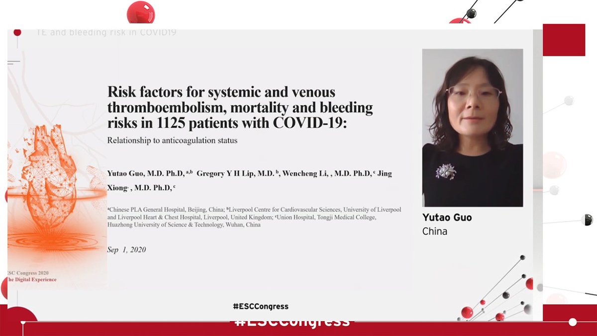  #ESCCongress Covid & Heart Thread /4Risk factors for thromboembolism, bleeding & death?Cardiovascular comorbidities, liver problems, cancer, OSA &  #Covid severity - high respiratory rate, high heart rate, leucocytosis @ShrillaB  @CJohnston1903  @JeffreyChansky  @AlexFrogoudaki