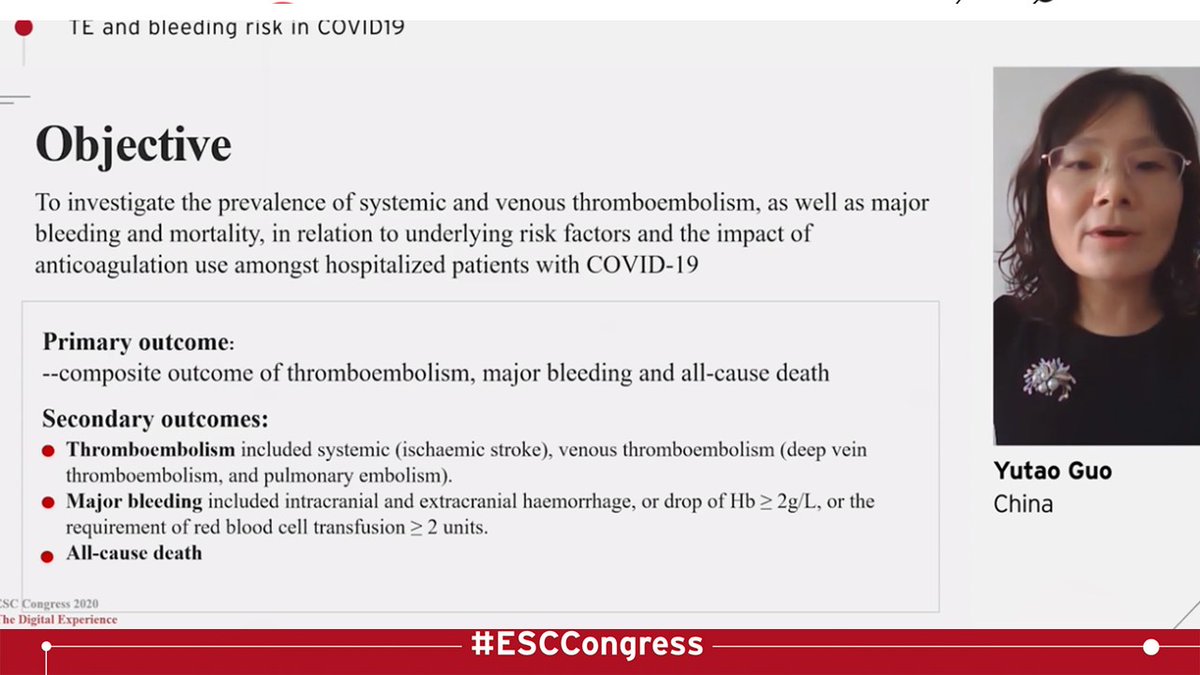  #ESCCongress Covid & Heart Thread /4Risk factors for thromboembolism, bleeding & death?Cardiovascular comorbidities, liver problems, cancer, OSA &  #Covid severity - high respiratory rate, high heart rate, leucocytosis @ShrillaB  @CJohnston1903  @JeffreyChansky  @AlexFrogoudaki