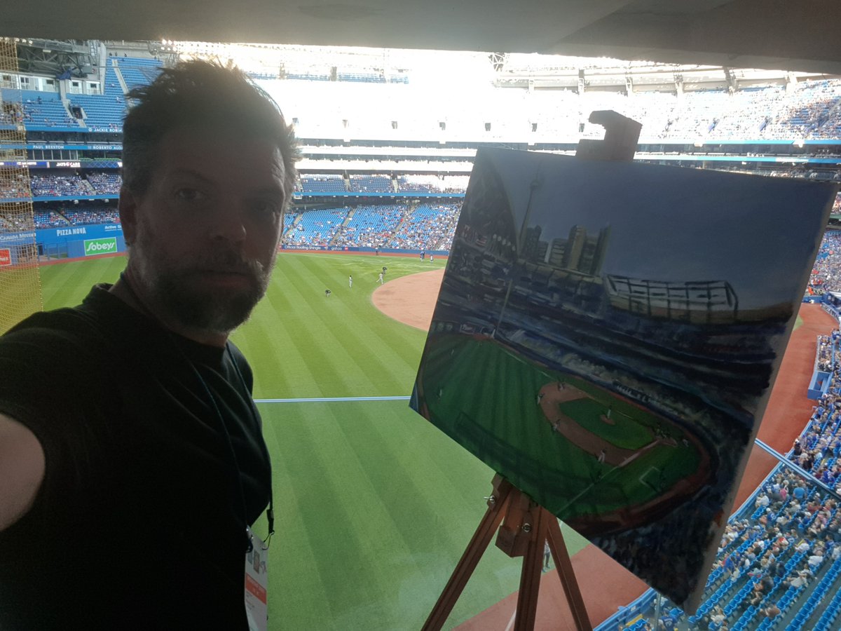 19/08/31 MLB Ballpark 19/30 Rogers Centre @BlueJays vs  @Astros Painted with a wonderful view of the CN Tower/field/city. Met  @MarkShapiro briefly before seeing the field with  @RGriffinTBJ. A warm welcome by all in this great team.  @GregorChisholm  @LottOnBaseball  @elliottbaseball