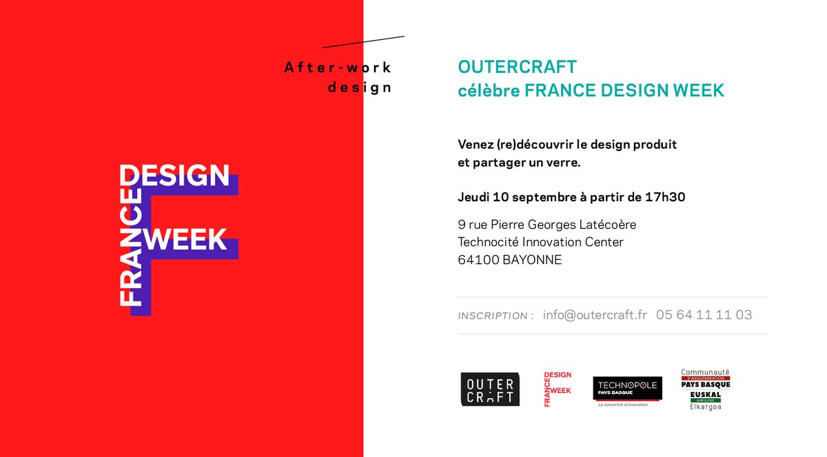 FRANCE DESIGN WEEK // L'agence vous invite à boire un verre  à l'occasion de #francedesignweek . Une occasion de (re)découvrir OUTERCRAFT. 

Pensez à nous informer de votre présence >> info@outercraft.fr

Pensez à votre masque