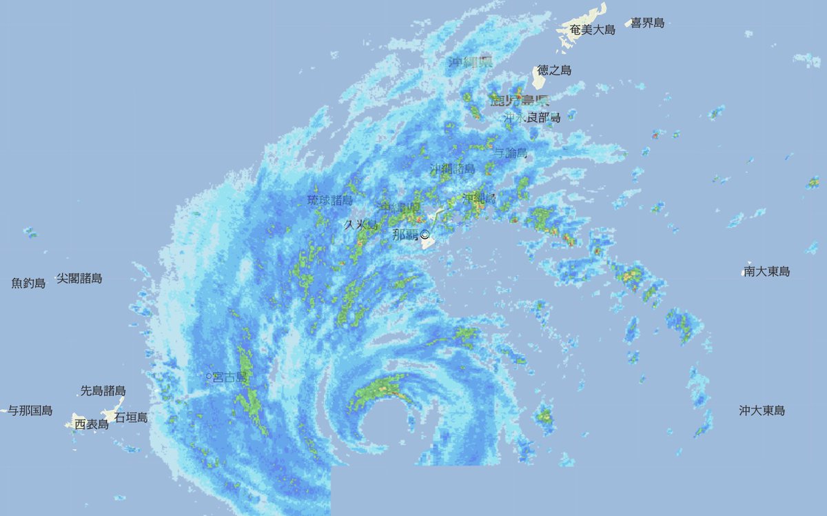 ライブカメラ検索マップ ライカメ 09 01 12 ごろの沖縄県の雨雲レーダーの様子 台風9号は沖縄 を離れつつありますが 強い雨雲がおおっています 台風9号 下向き矢印沖縄県の天気予報 雨雲レーダーとライブカメラ T Co H7ed91zzlz