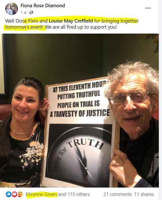 Meet the organisers... Piers Corbyn along with Louise May Creffield.... This party was their baby....