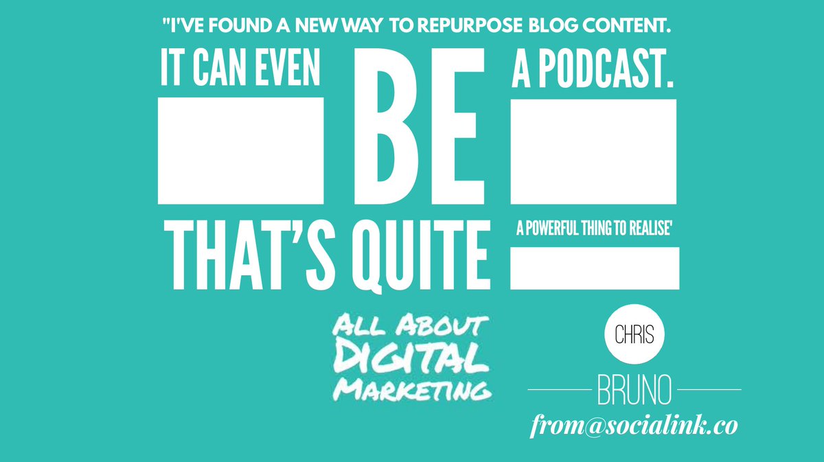 AllAboutDigMar's tweet photo. Episode #63 is all about making the most of what social media content you have.
Wise words from @justchrisbruno at @socialink_co
#contentcreation #digitalmarketing #pocast #socialmedia #moreforyourbuck https://t.co/GtX324gcX8