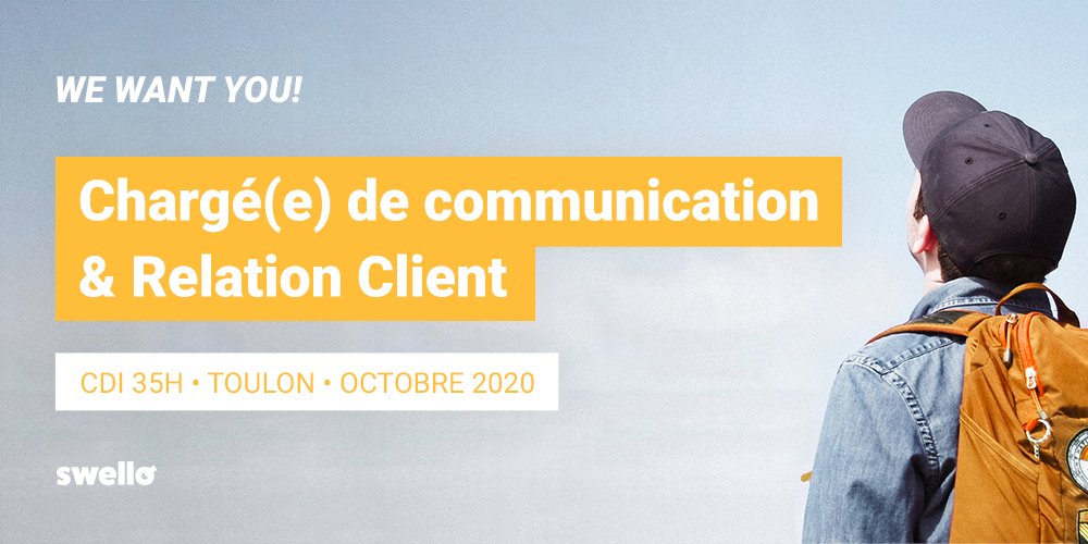 GetSwello's tweet image. C'est la rentrée ! 🎒

Et dès aujourd'hui, nous sommes à la recherche d’un(e) Chargé(e) de #Communication et #RelationClient en CDI (35h) !

➔ swello.com/fr/blog/recrut…

Poste à pourvoir sur Toulon, à partir de début octobre 2020 😊