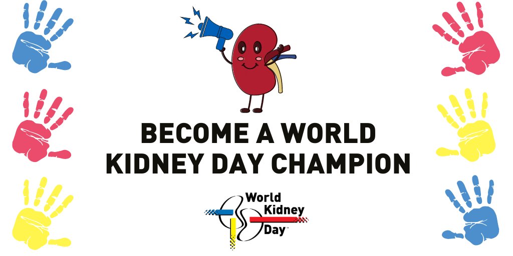 "📣 Are you committed to #RaiseAwareness about #KidneyHealth? Become a #WorldKidneyDay Champion and help us promote and spread World Kidney Day messages!
Learn more ➡️ worldkidneyday.org/2020-campaign/…
#KidneyDisease #Spreadtheword #RaiseYourVoice #Prevention #KidneyDisease"