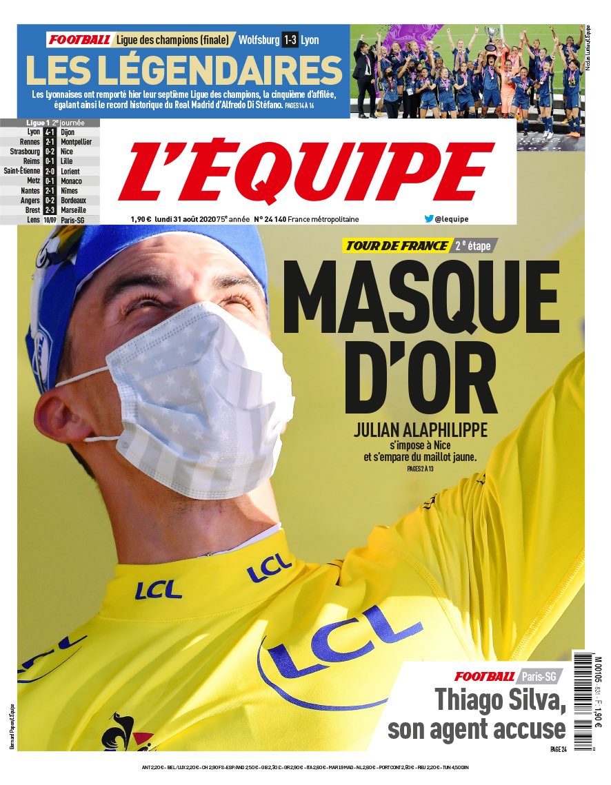 cedric_o's tweet image. Que @lequipe fasse aujourd’hui sa une sur le tour et non sur la 7e LDC de l’@OLfeminin dit à peu près tout des combats qu’il reste à mener... Auraient-ils fait de même si les garçons du @PSG_inside avaient gagné ? ....