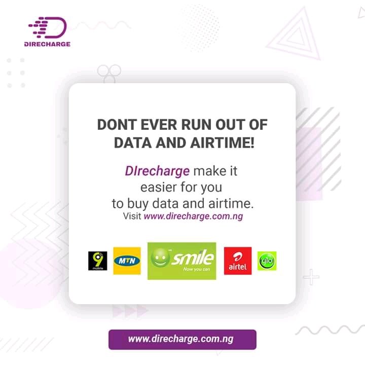 Never run out of Data and Airtime
Visit: direcharge.com.ng

  #Airtel #mtnews  #ElectricityBills #onlinepayment #tvsubscription #gotvsubscription #dstvsubscription #StarTimes #gotv #dstv #football #laliga #epl