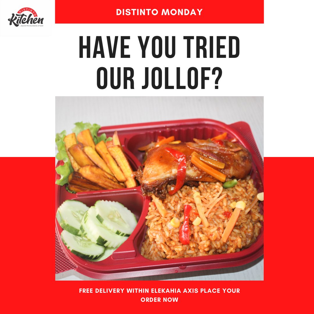 distintokitchen's tweet photo. Get this tasty jollof rice for 1,500 only ‼️‼️‼️ 

(Jollof rice + chicken/fish/cowtail =1500)
••You can order now ••
——————————
CALL OR WHATSAPP:
08053829008/09079790975
Orders can be made daily.
Delivery is done immediately after meal is ready.

#ph #phvendors #portharcourt https://t.co/c8j2kZdSgB