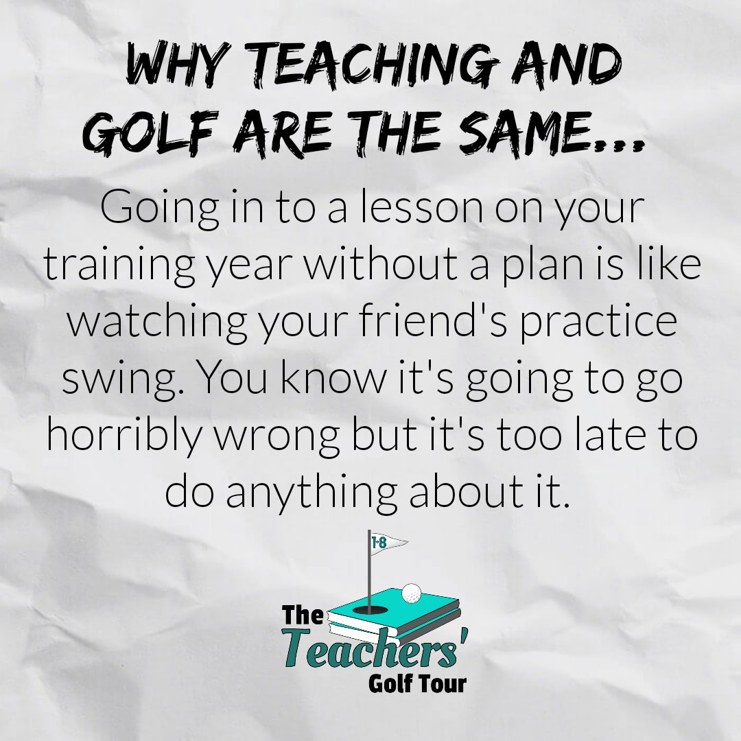 Why teaching and golf are the same (part 3).
😂 We've all been there. Good luck to all the trainee teachers starting this week. You're going to be awesome (as long as you plan your lessons 😂). #TraineeTeacher #Teaching #Golf #golflife  <a href="/TeachersPLN/">#TeachersPLN</a> <a href="/ShareLearnLead/">ShareLearnTeach.com</a> #edutwitter
